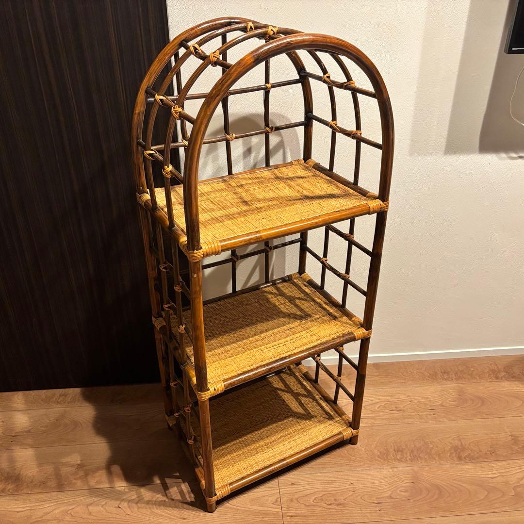 早い者勝ち‼️籐 ラタン ラック シェルフ スタンド 3段 飾り棚 置物台 大型