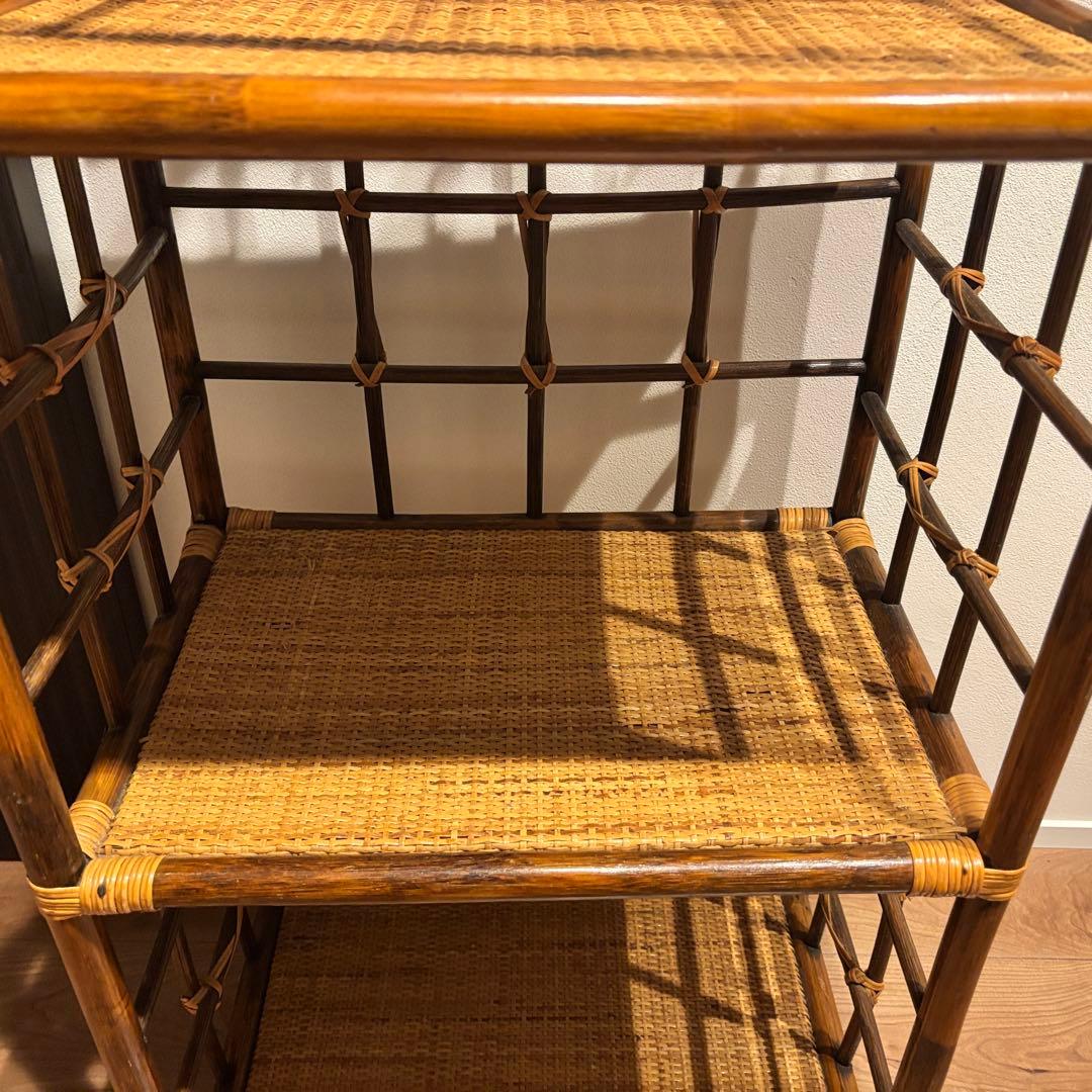 早い者勝ち‼️籐 ラタン ラック シェルフ スタンド 3段 飾り棚 置物台 大型