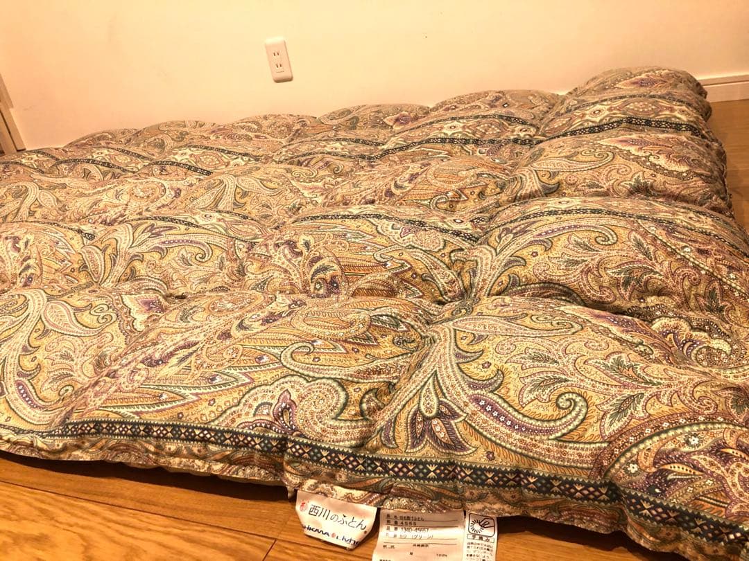 大阪西川 超長綿100% グースダウン93% 手摘み 1.2k 一層 日本製 緑