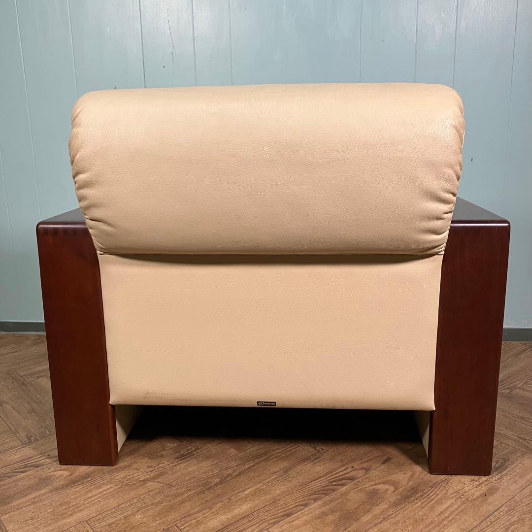 ♦︎maruni ♦︎マルニ 1人掛け　昭和レトロ ソファー 革　木目調　B