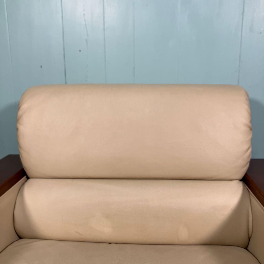 ♦︎maruni ♦︎マルニ 1人掛け　昭和レトロ ソファー 革　木目調　B