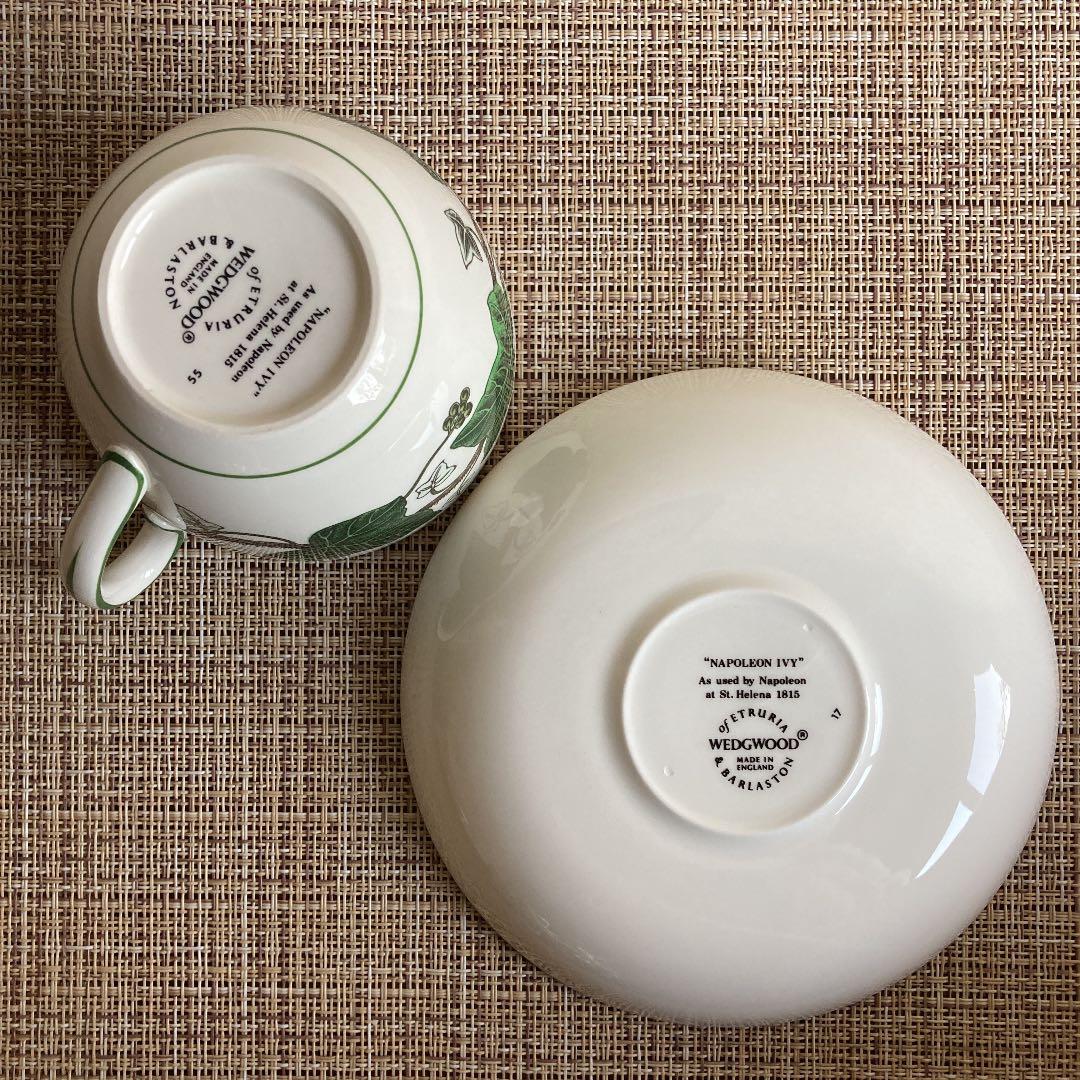 ウェッジウッド ナポレオン アイビー カップ＆ソーサー 2客 良品