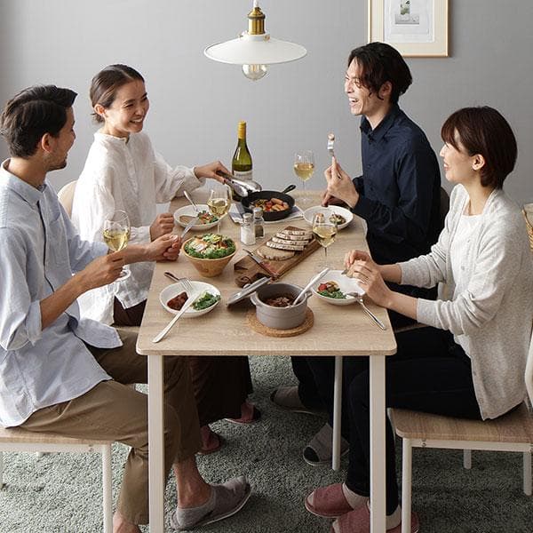 ダイニングセット5点 テーブル 幅110cm チェア 4脚 ナチュラル×ホワイト