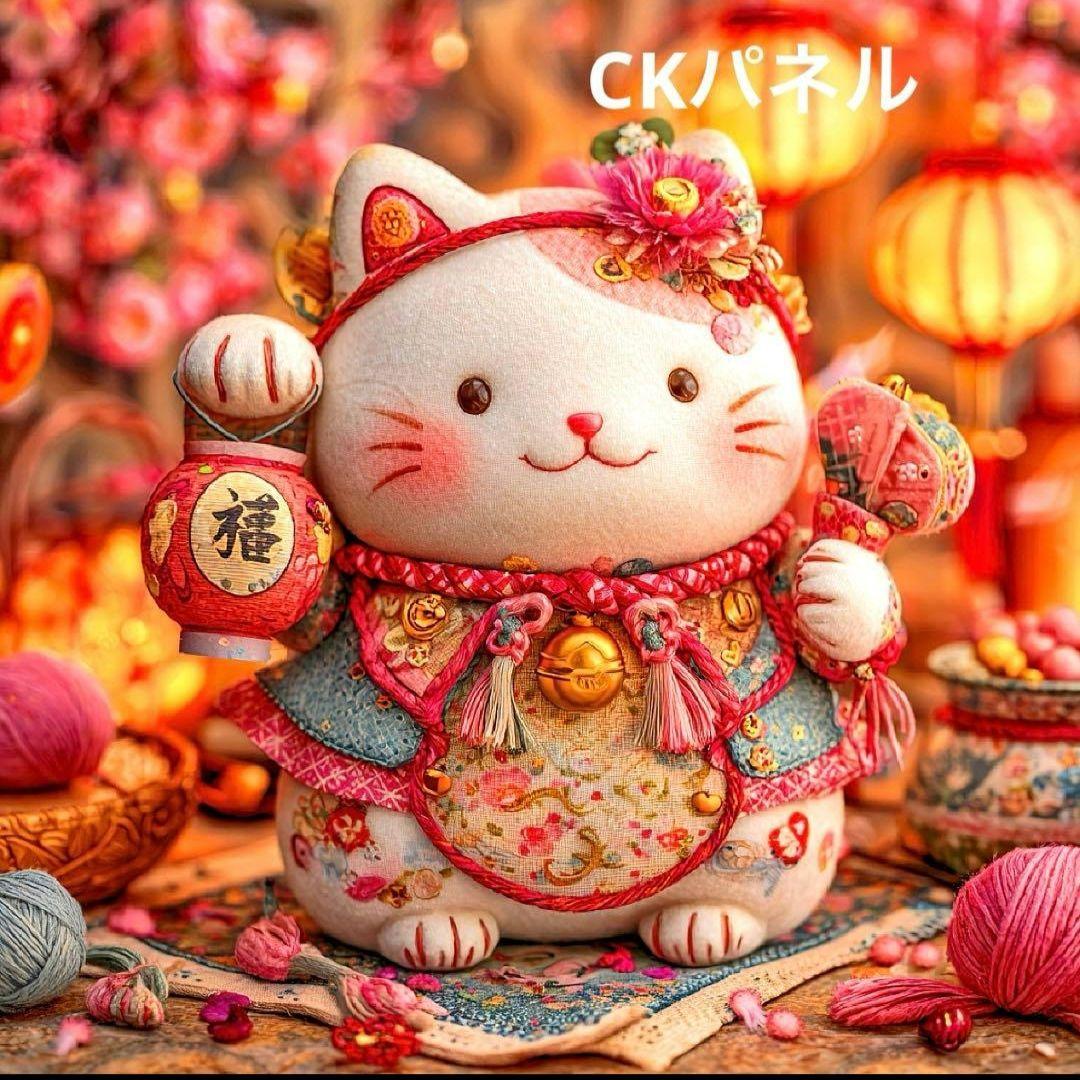 激レア色んな招き猫パネル生地　ハンドメイド