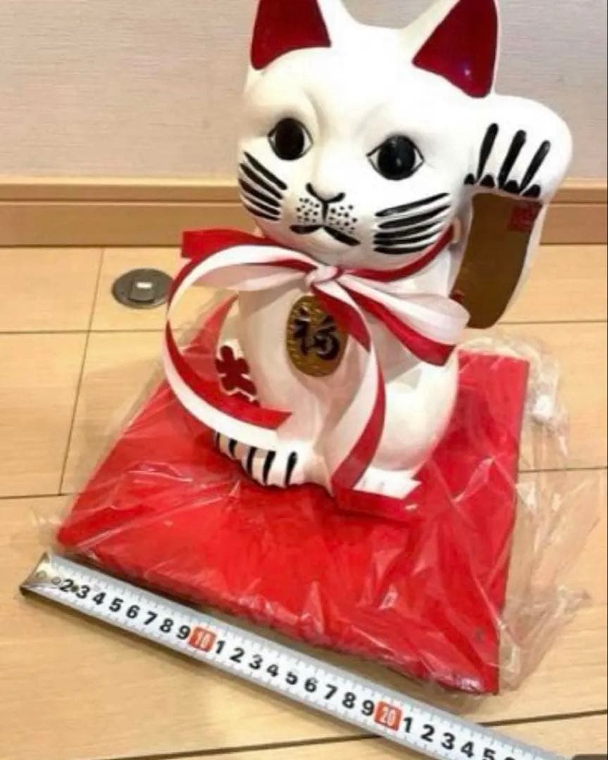 新品　当時物　レア物　白猫招き猫 清風作 最高級陶磁器 大入 商売繁盛 開店