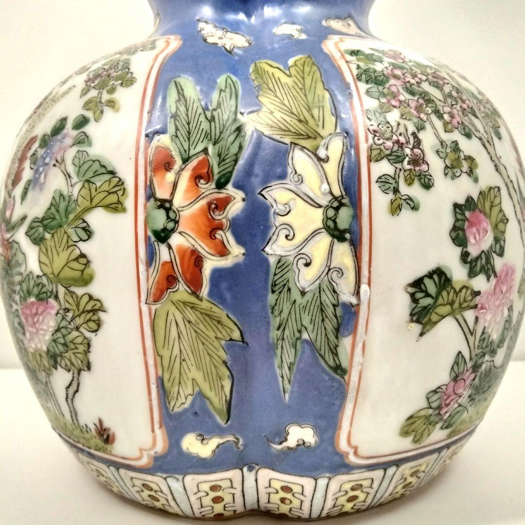 中国 大清同治年製 色絵粉彩花鳥図 瓢箪形花瓶 高さ38cm EE - メルカリ