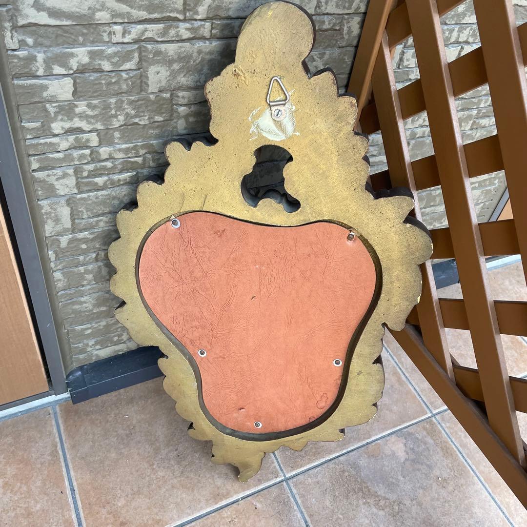 フランス製 フレンチミラー　アンティーク風 ミラー 壁掛け鏡 金花柄　ロココ調