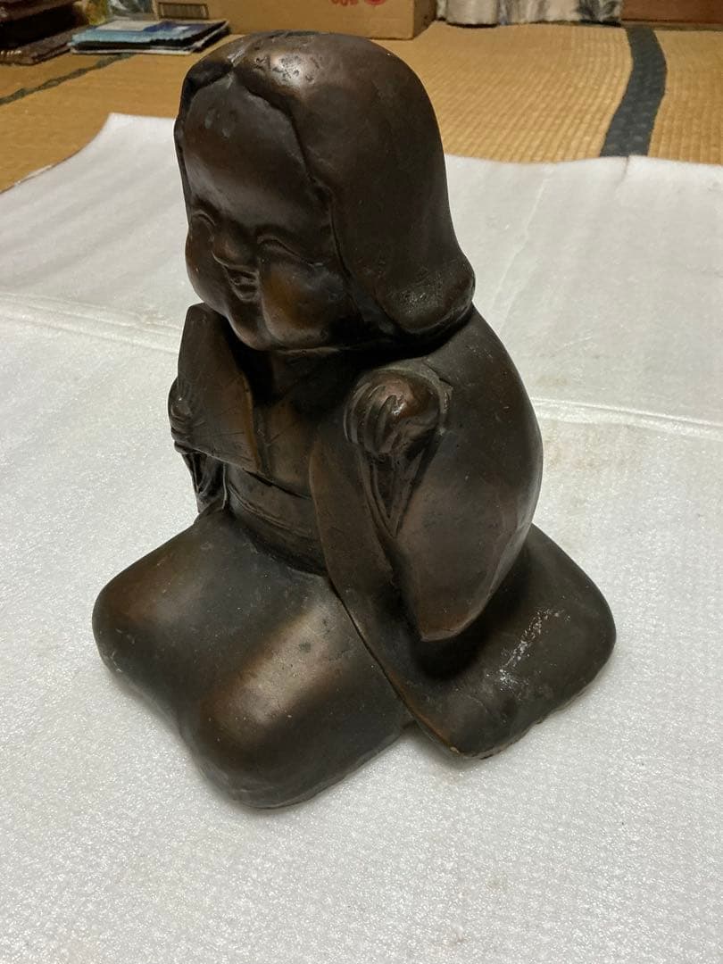 ブロンズ製のお多福さん。【重量が5kgもあります】。