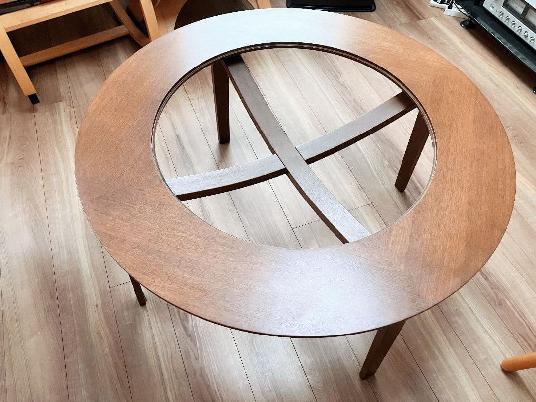 カンディハウス ライナス L ガラス 丸テーブル センターテーブル 旭川家具