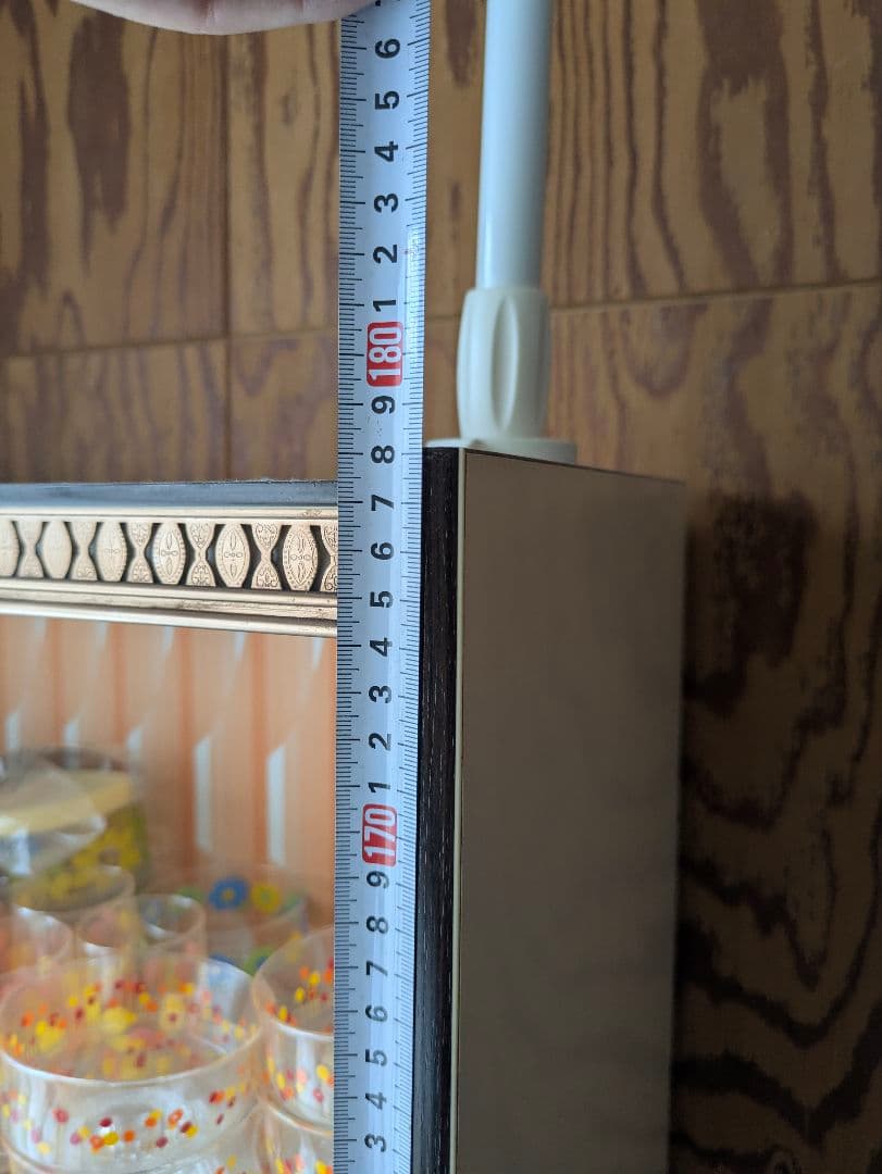 昭和レトロ　ポップ　食器棚　収納キャビネット ガラス棚付き　当時物