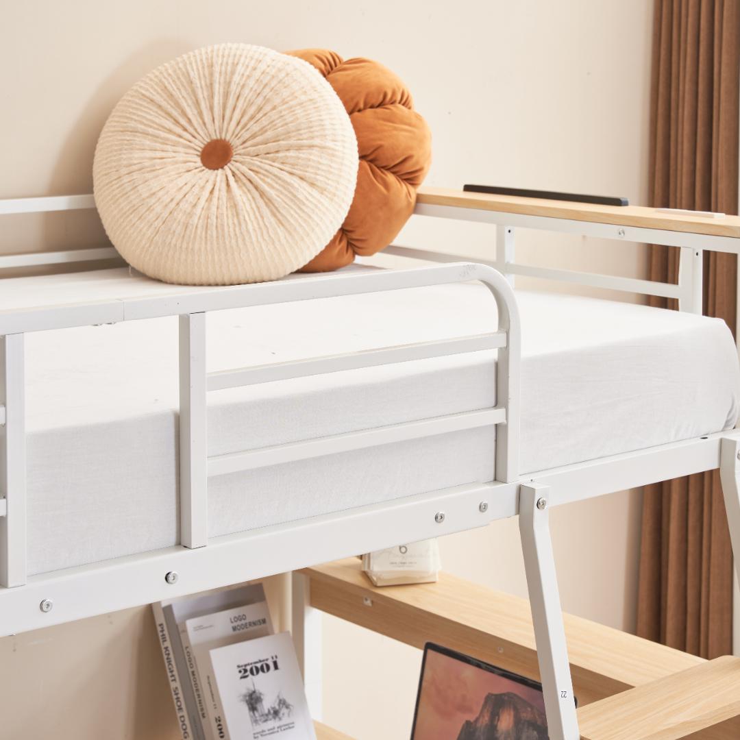 システムベット ロフトベッド コンセント付き デスク付きデスク移動でき二段ベッド