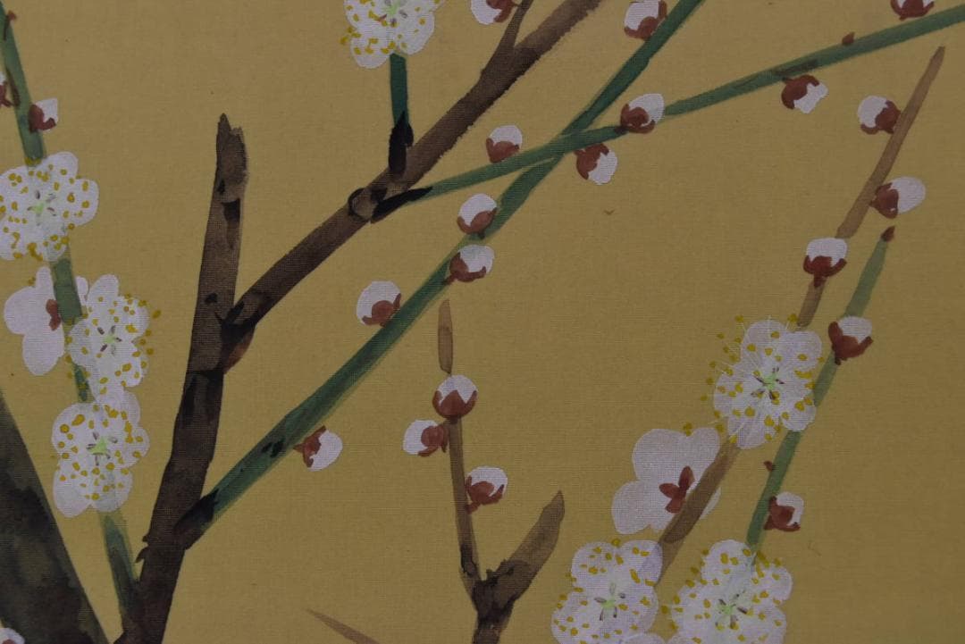 真作】川村憲邦/白梅小禽図/掛軸/名家伝来/AA-33