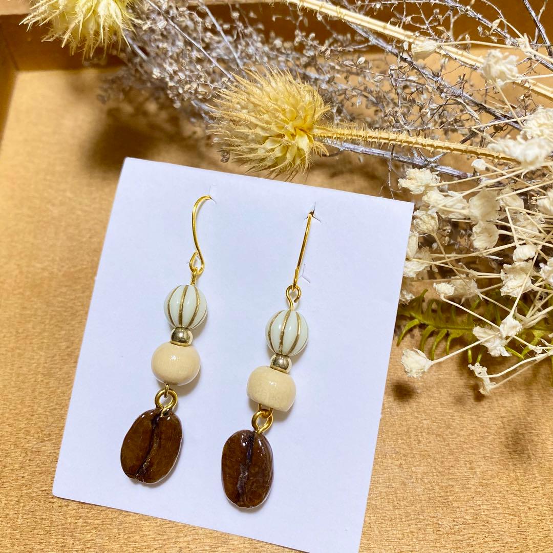 ハンドメイド ピアス コーヒー - メルカリ