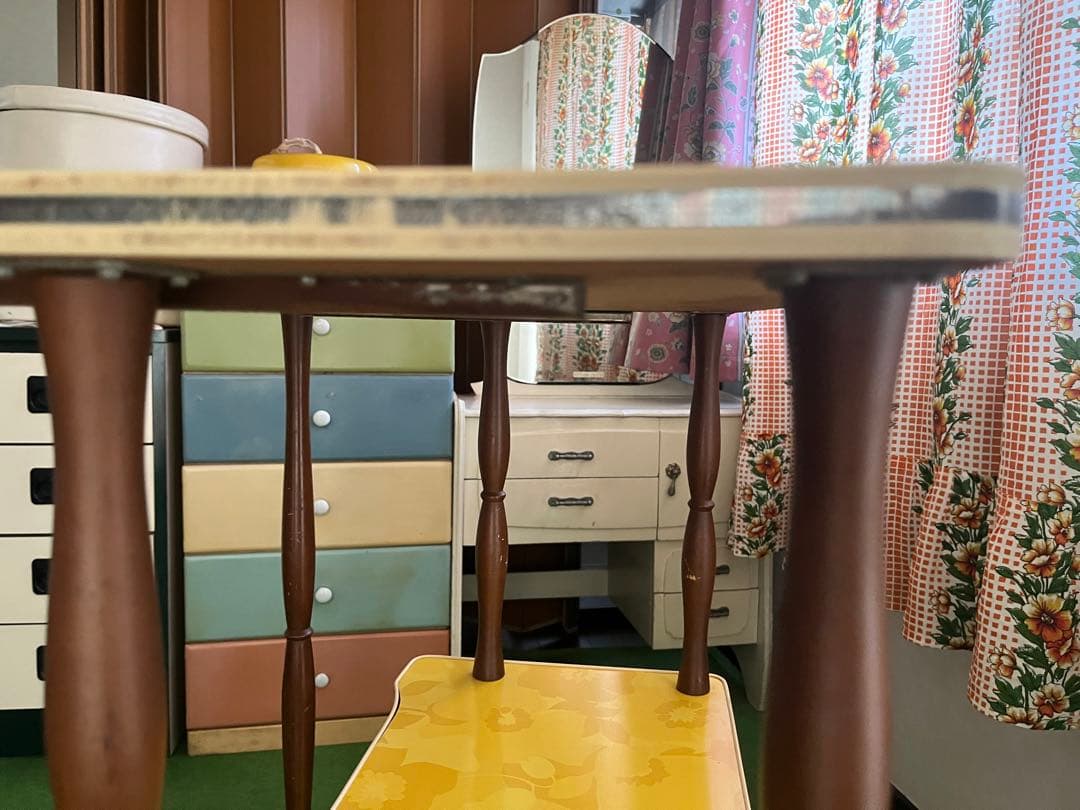 ワゴン ラック 昭和レトロ 当時物 インテリア アンティーク レトロポップ 花柄