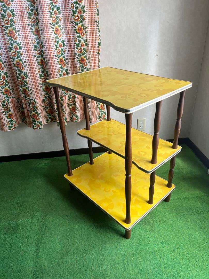 ワゴン ラック 昭和レトロ 当時物 インテリア アンティーク レトロポップ 花柄