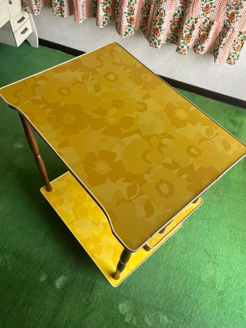 ワゴン ラック 昭和レトロ 当時物 インテリア アンティーク レトロポップ 花柄