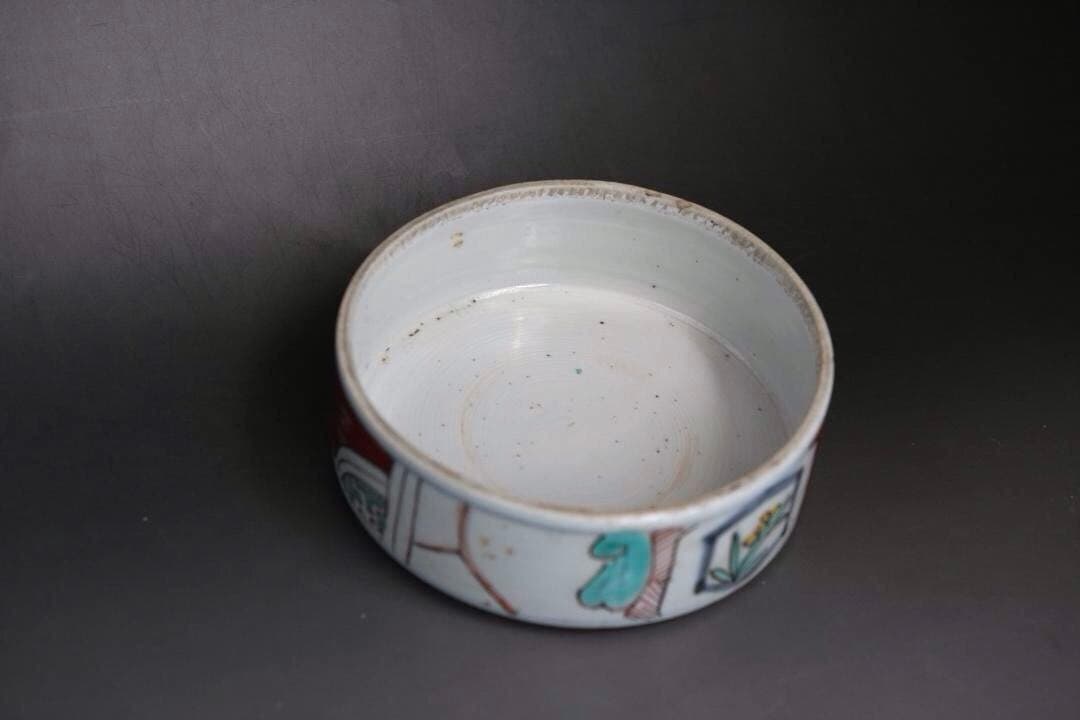 赤絵　時代物三段古陶器重箱　古美術　正月