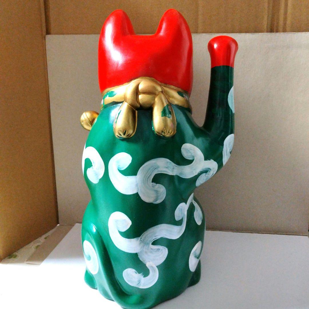 招き猫　古色福猫　唐草赤猫 26cm