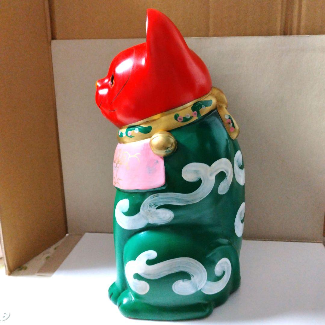 招き猫　古色福猫　唐草赤猫 26cm