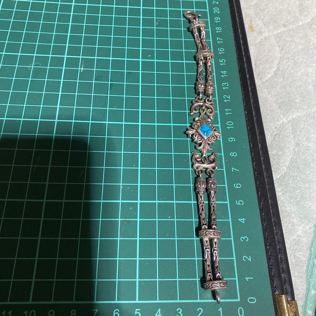 すごく対応　925 バリチェーン　ターコイズ　ブレスレット
