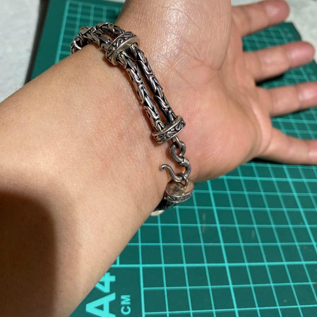 すごく対応　925 バリチェーン　ターコイズ　ブレスレット