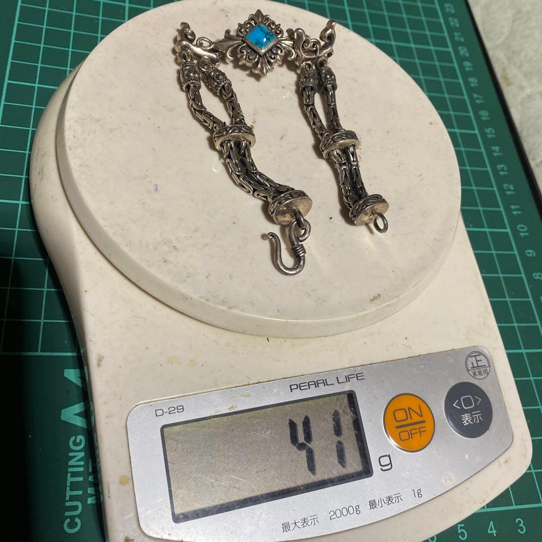 すごく対応　925 バリチェーン　ターコイズ　ブレスレット