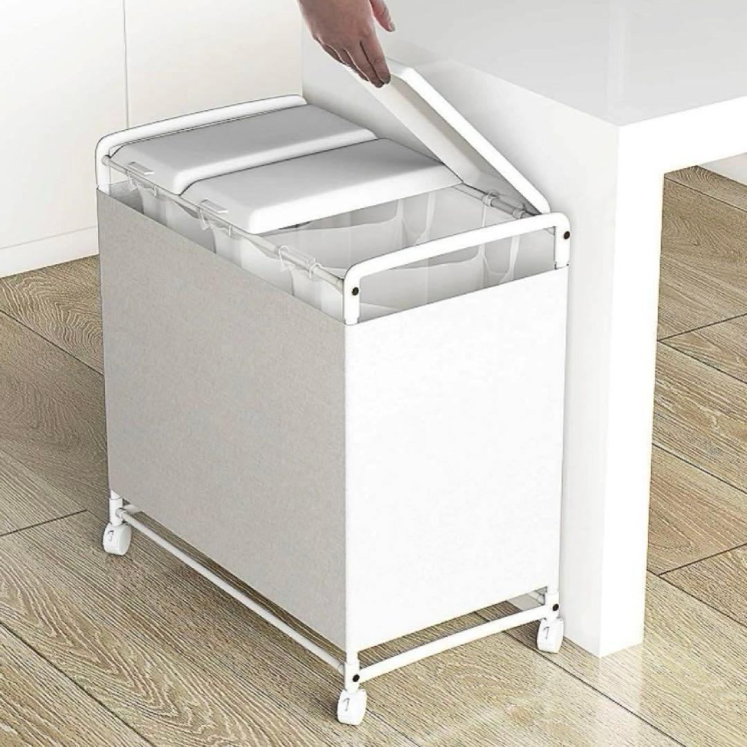 新品未使用　蓋付き目隠し分別ダストワゴン タワー 45L 3分別