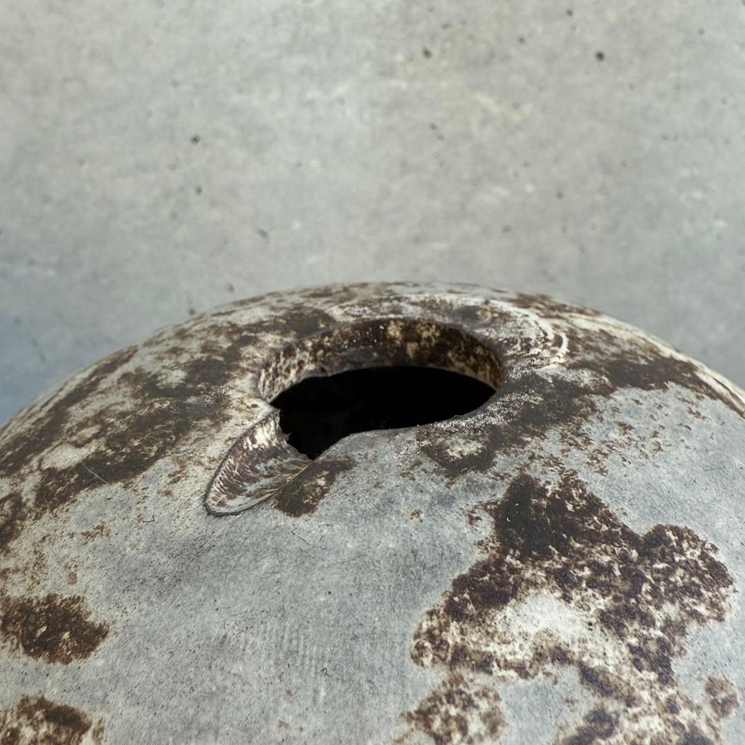 たけろうポット ちぎり 白サビ 安西岳郎 芽の巣山 植木鉢 たけろう