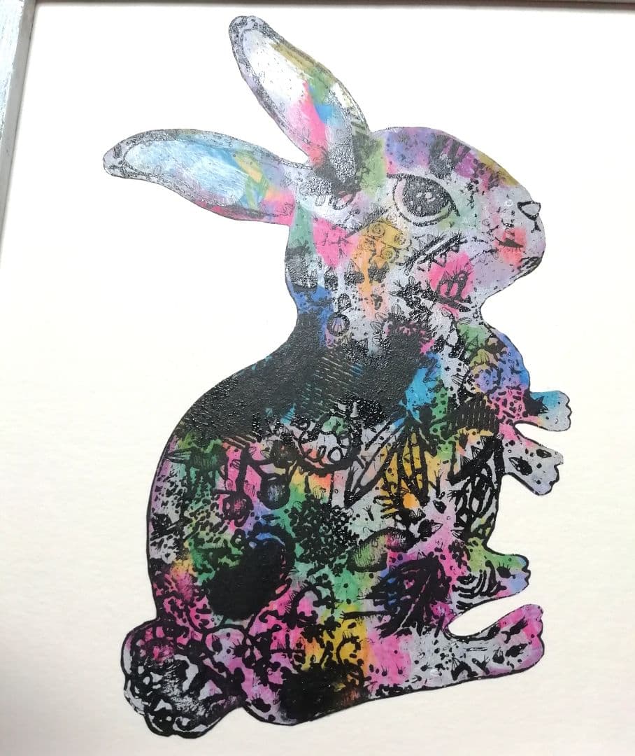 うさぎの額付き銅版画