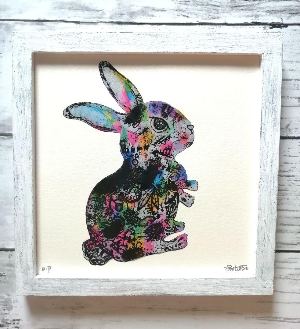 うさぎの額付き銅版画