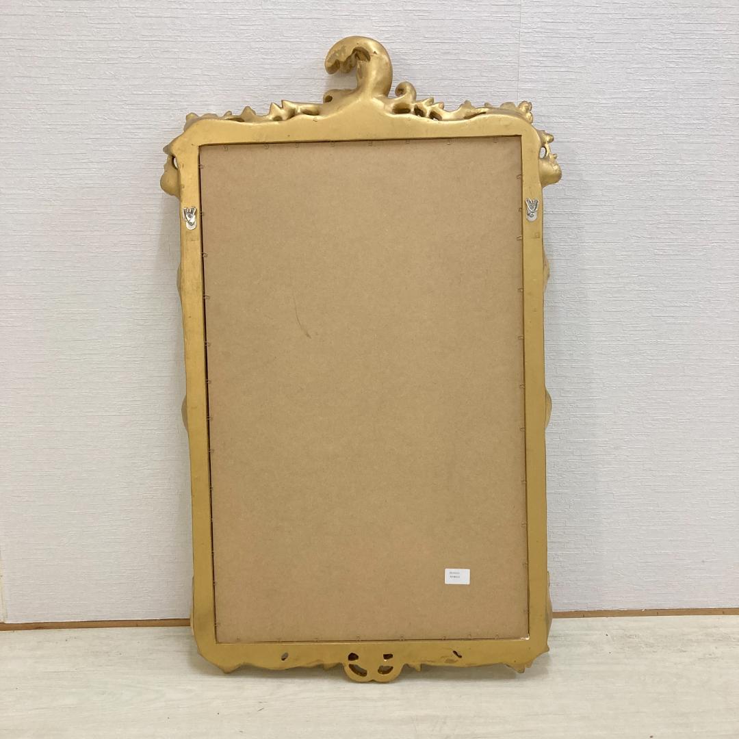 ゴールド　アンティーク調　ウォールミラー　壁掛け鏡　レリーフ　彫刻