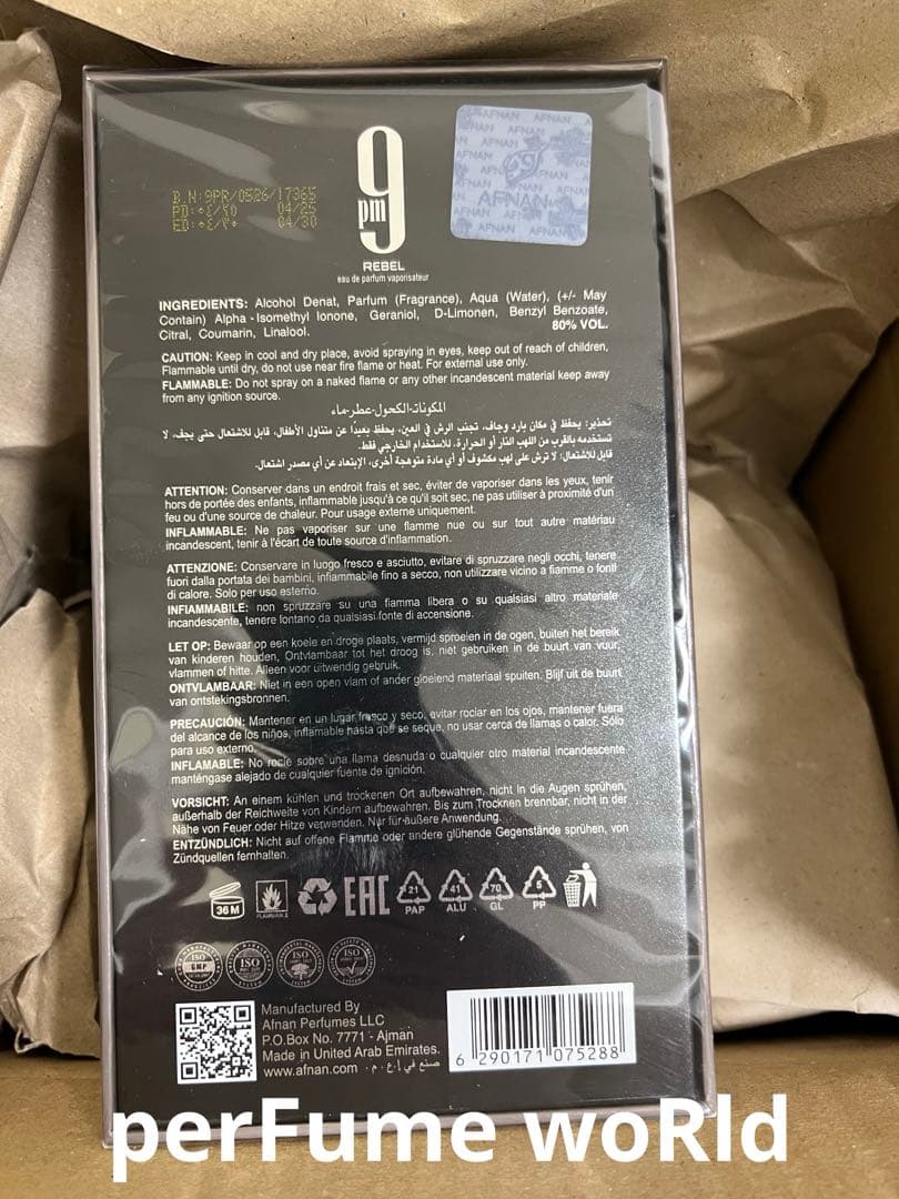 香水(男性用) afnan 9pm rebel 100ml