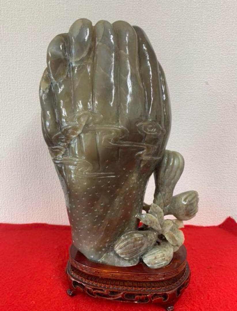 中国清時代　古美術 和田玉佛手壽星置物