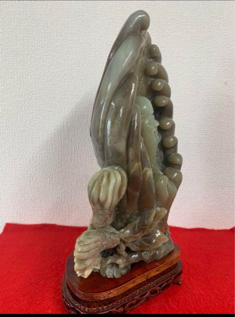 中国清時代　古美術 和田玉佛手壽星置物