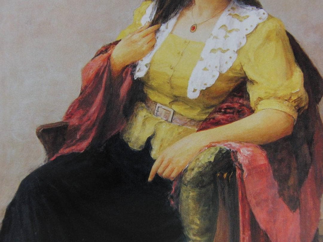 湯山俊久、【爽秋】、希少な額装用画集より、新品額装付