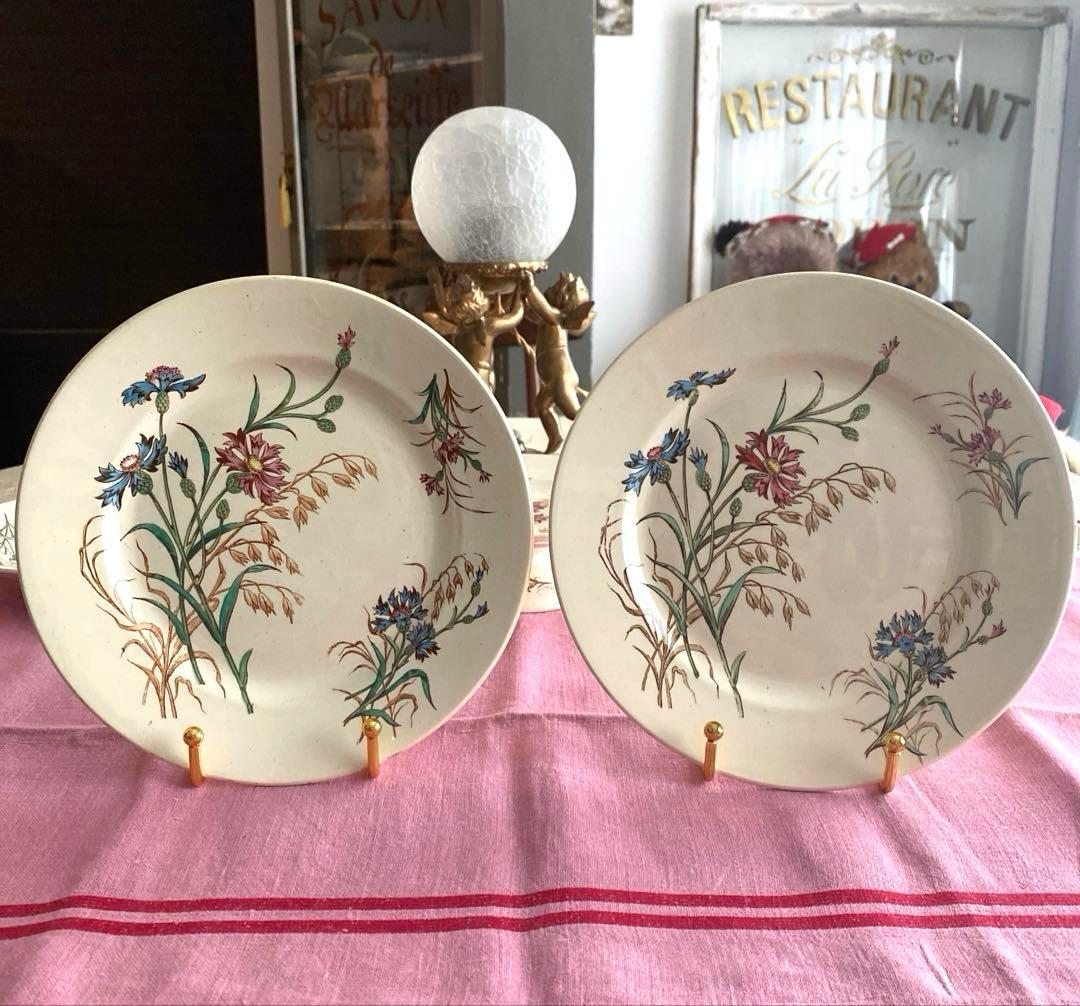 フランスアンティーク LunevilleリュネヴィルBLEUET 矢車菊プレート