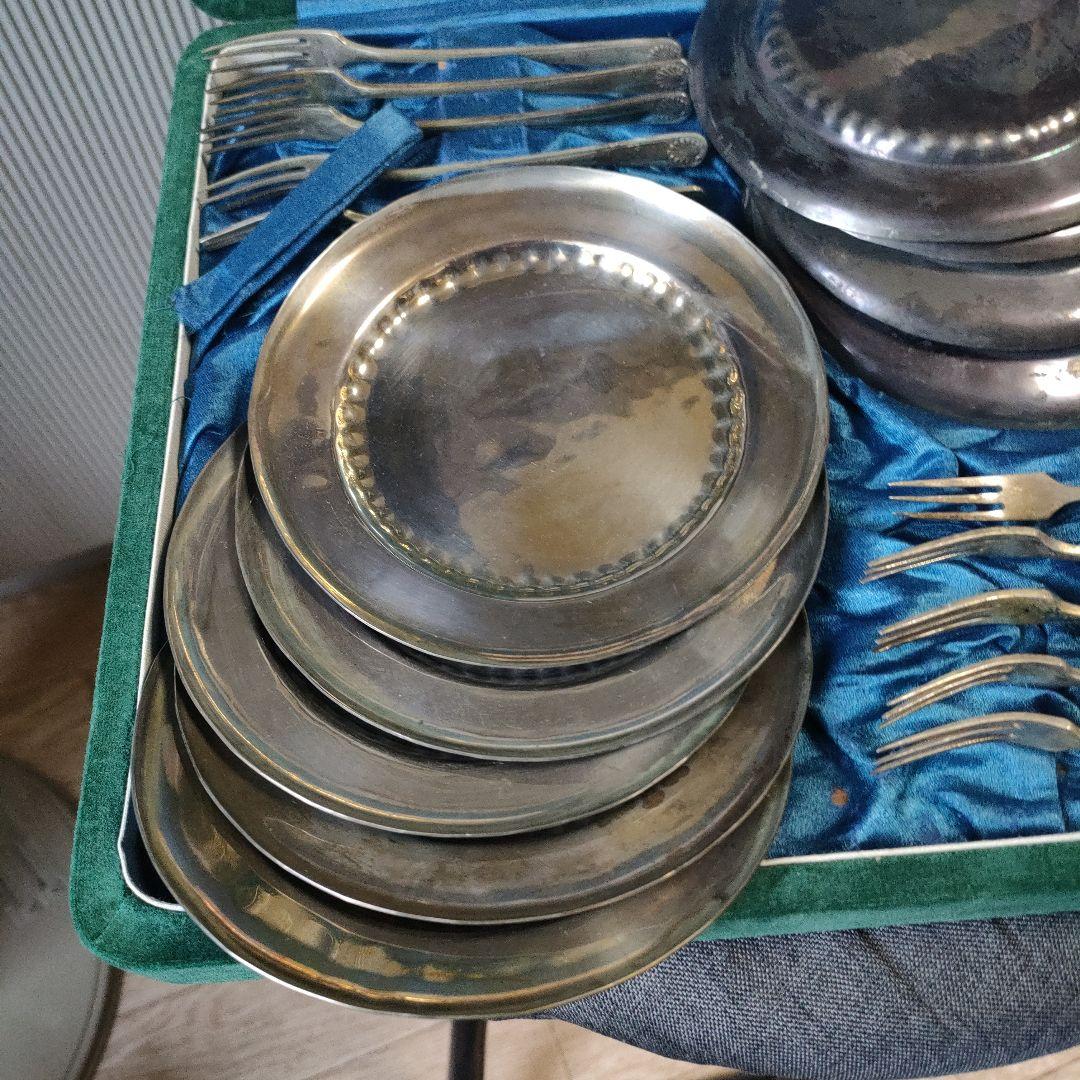 レトロ銀食器(果物皿 京 越 東)未使用ビンテージ品