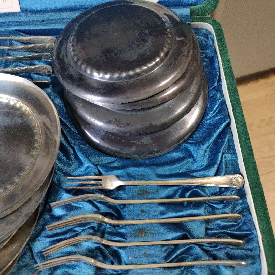 レトロ銀食器(果物皿 京 越 東)未使用ビンテージ品