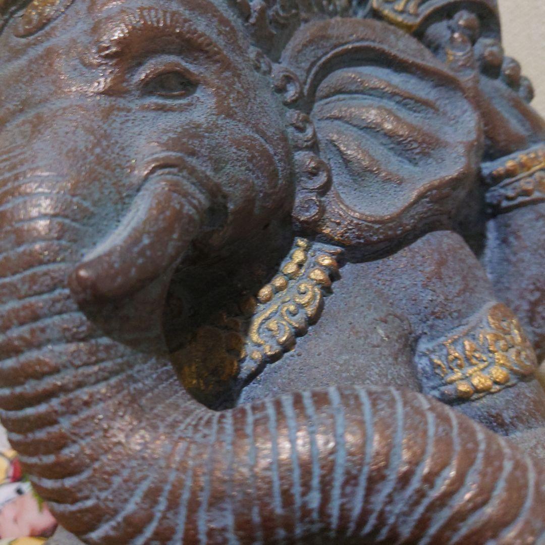 アジアン アンティークインパクト大 ガネーシャ像 置物 石製 約42cm