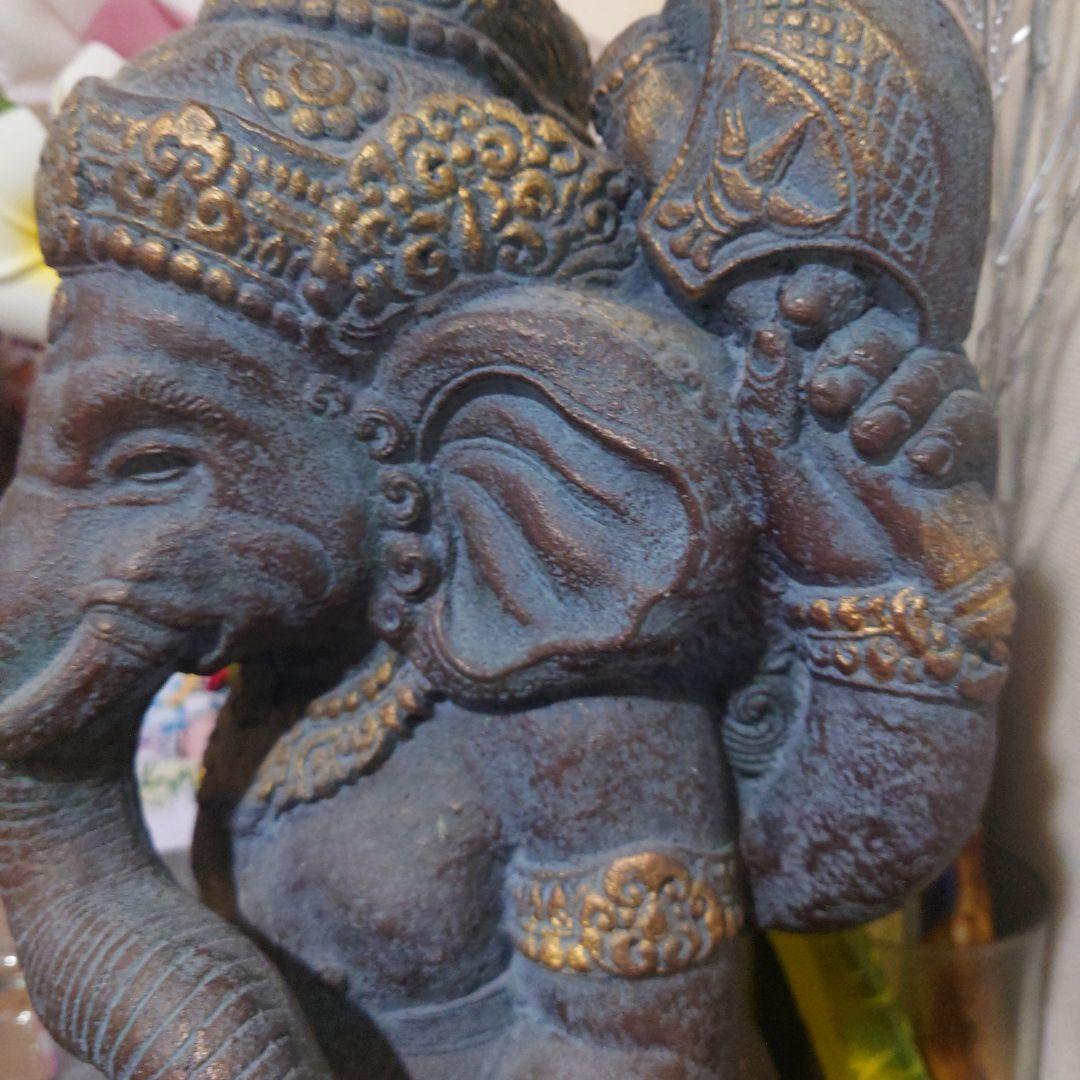 アジアン アンティークインパクト大 ガネーシャ像 置物 石製 約42cm