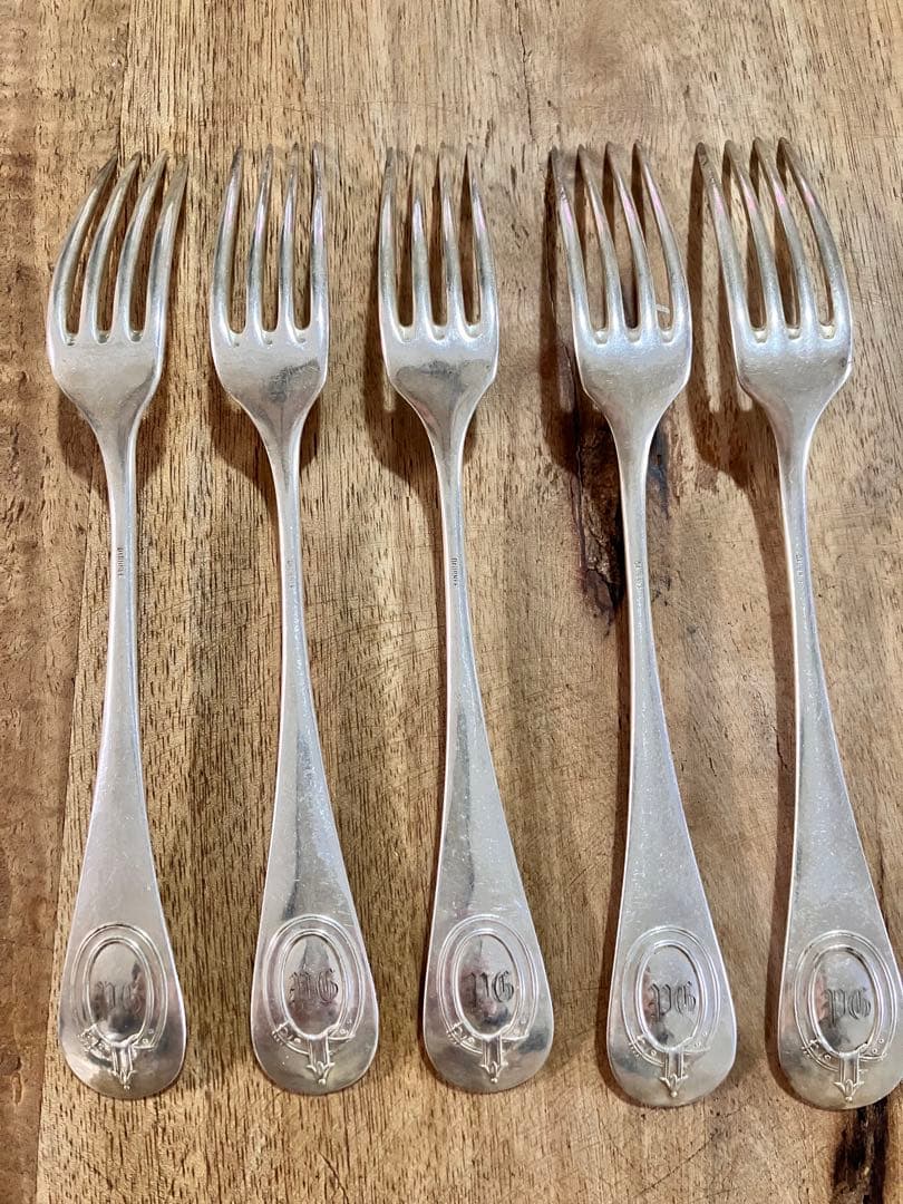 フランス　アンティーク　フォーク　カトラリー　シルバー　銀食器　Daubrée