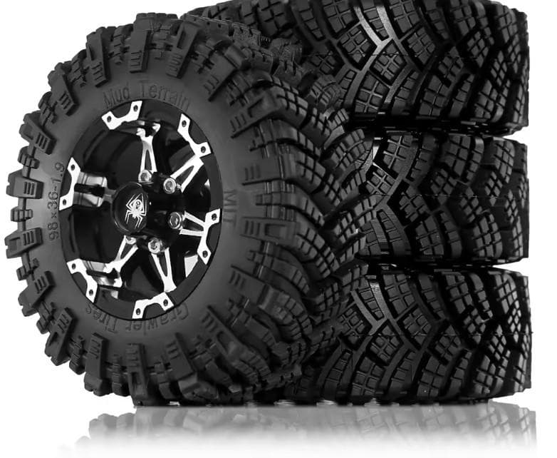 1/12-1/10 アルミ 深リムホイール＆タイヤｘ4 クローラーラジコン