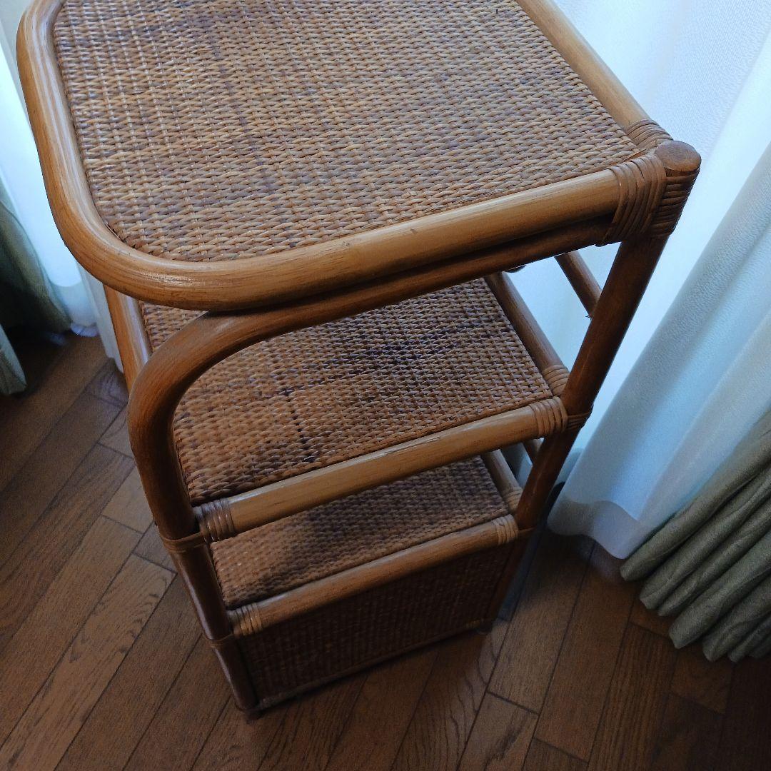 *籐製　飾り棚&引出し2段型