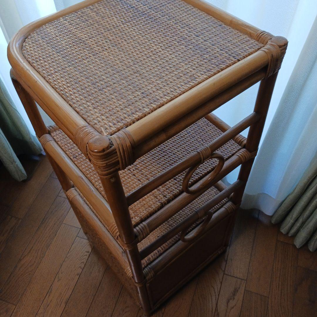 *籐製　飾り棚&引出し2段型