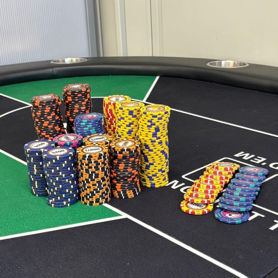 ◯送料込！設置対応◎ チップ付ノーリミットテキサスホールデム ポーカーテーブル