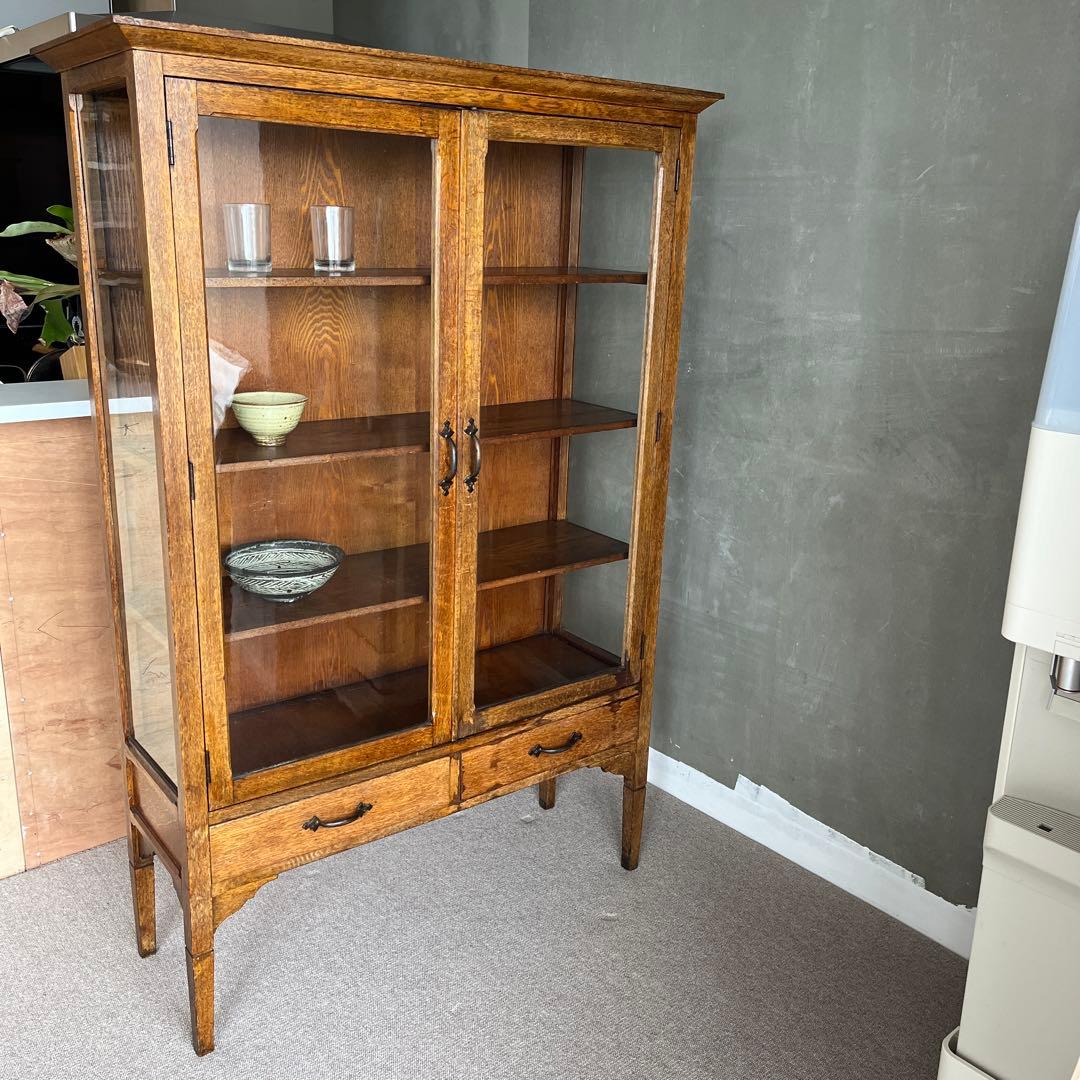 ガラス棚　食器棚　アンティーク