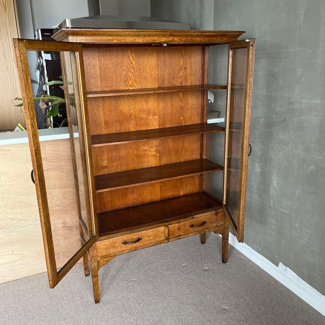 ガラス棚　食器棚　アンティーク