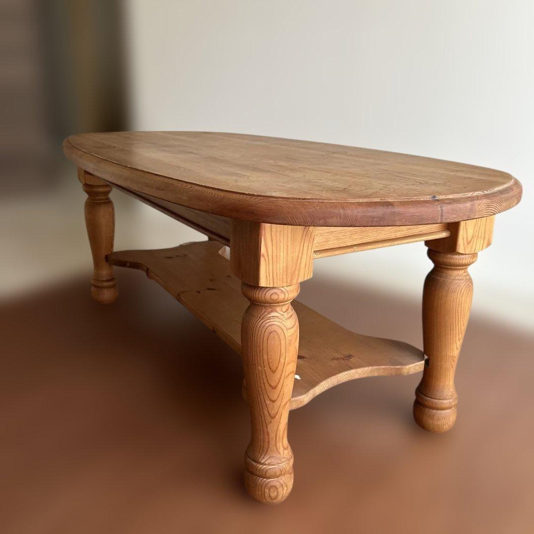 木製オーバル型センターテーブル