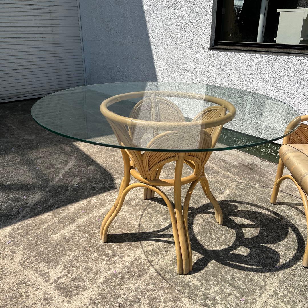 k376r120 リゾート風 ラタンのダイニングセット テーブル＆ソファチェア