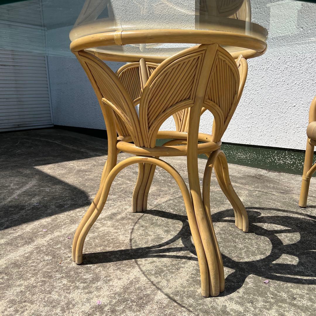 k376r120 リゾート風 ラタンのダイニングセット テーブル＆ソファチェア